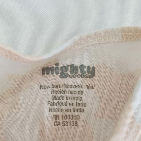 Mighty Goods Baby Girl Sleeper Gown Hat Newborn Foldable Cuff Pastel Pink Floral - Picture 6 of 8